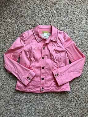 Sigrid Olsen Pink Cropped Trench Jacket Women’s Small Vintage Boho Chic